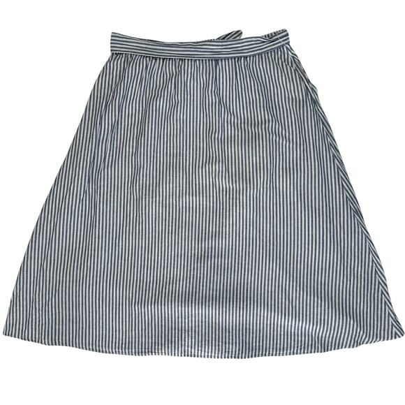 Talbots Candy Stripe Womens Midi Skirt XL Linen Blend Preppy Quiet Luxury Summer - Picture 5 of 12